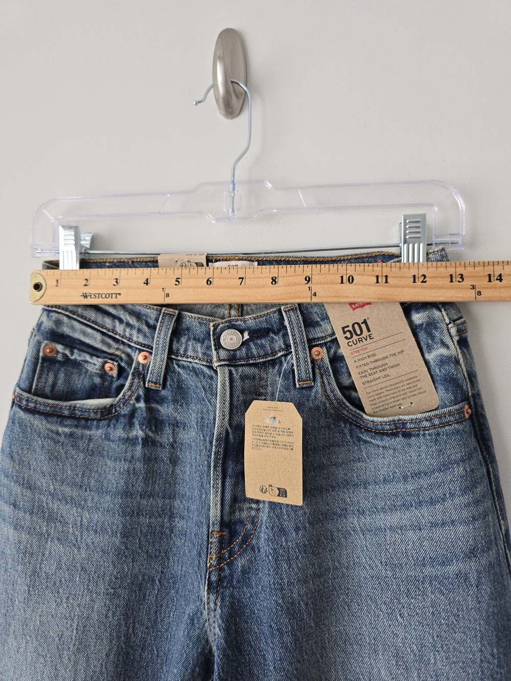 Levi's 501 Curve Straight Jeans 26 Medium Wash Stretch NWT - Picture 7 of 9